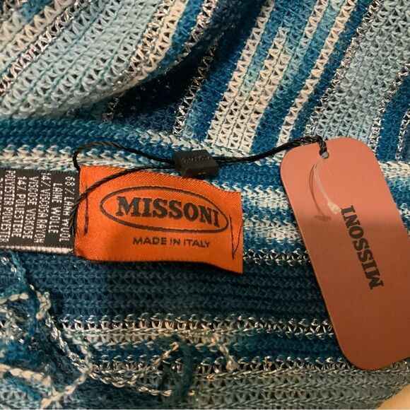 NWT Missoni Wool Blend  Scarf blue .Made in Italy - Picture 4 of 6